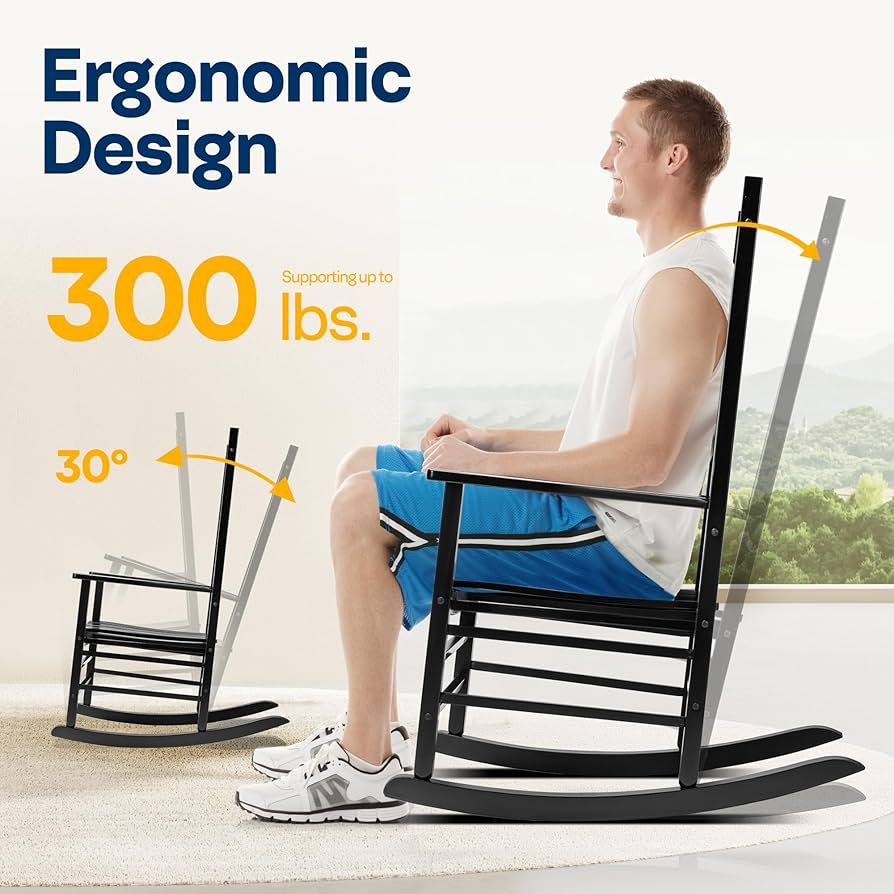 Knock on wood イス Amazon.com: VIVOHOME Oversized Wooden Rocking Chair with